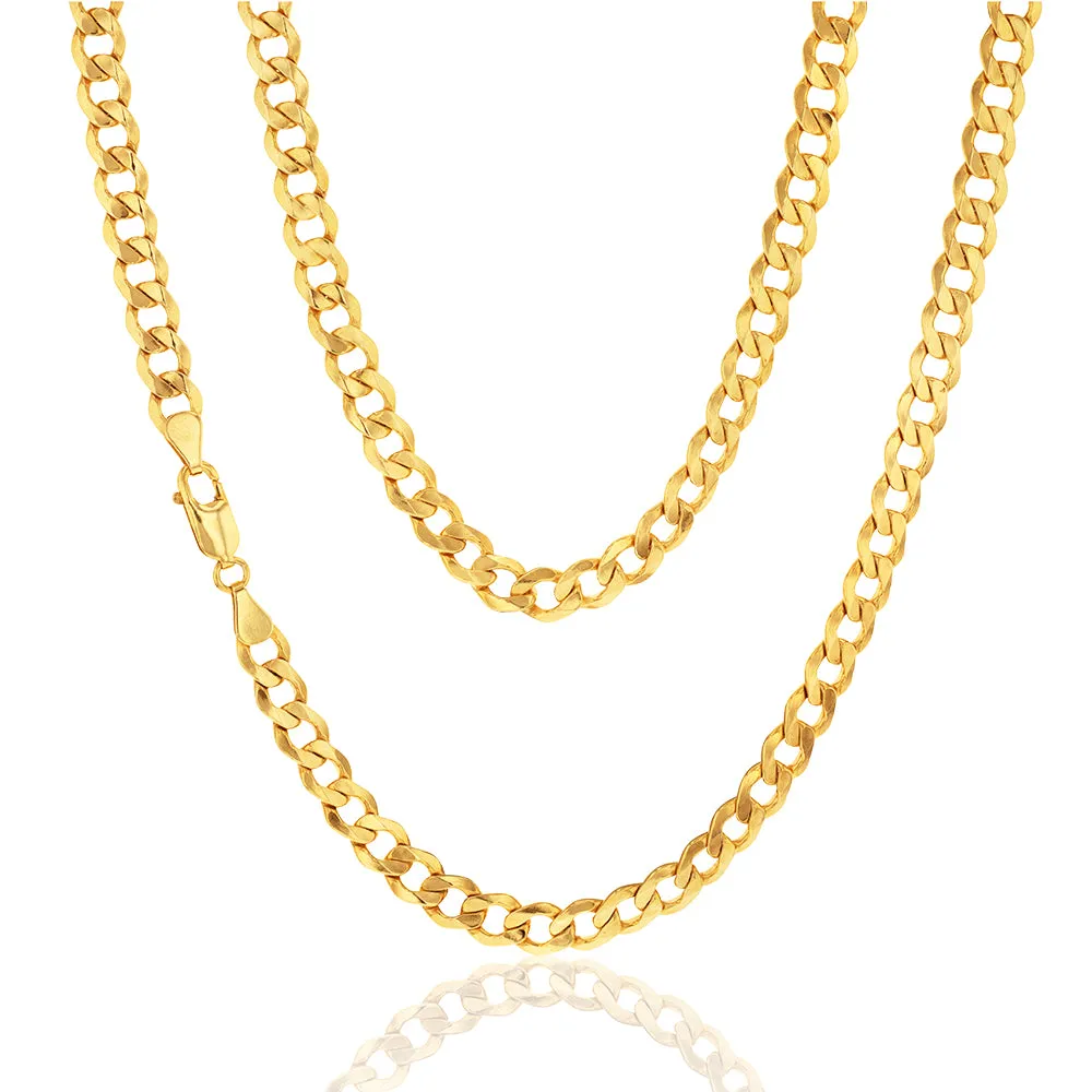 9ct Yellow Gold Silverfilled Flat curb 160 Gauge 55cm Chain Shiels