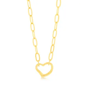 9ct Yellow Gold Silverfilled Heart Pendant Paperclip 45cm Chain Shiels