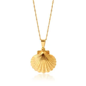 9ct Yellow Gold Silverfilled Large Shell Pendant with 20 Gauge 45cm Chain Shiels