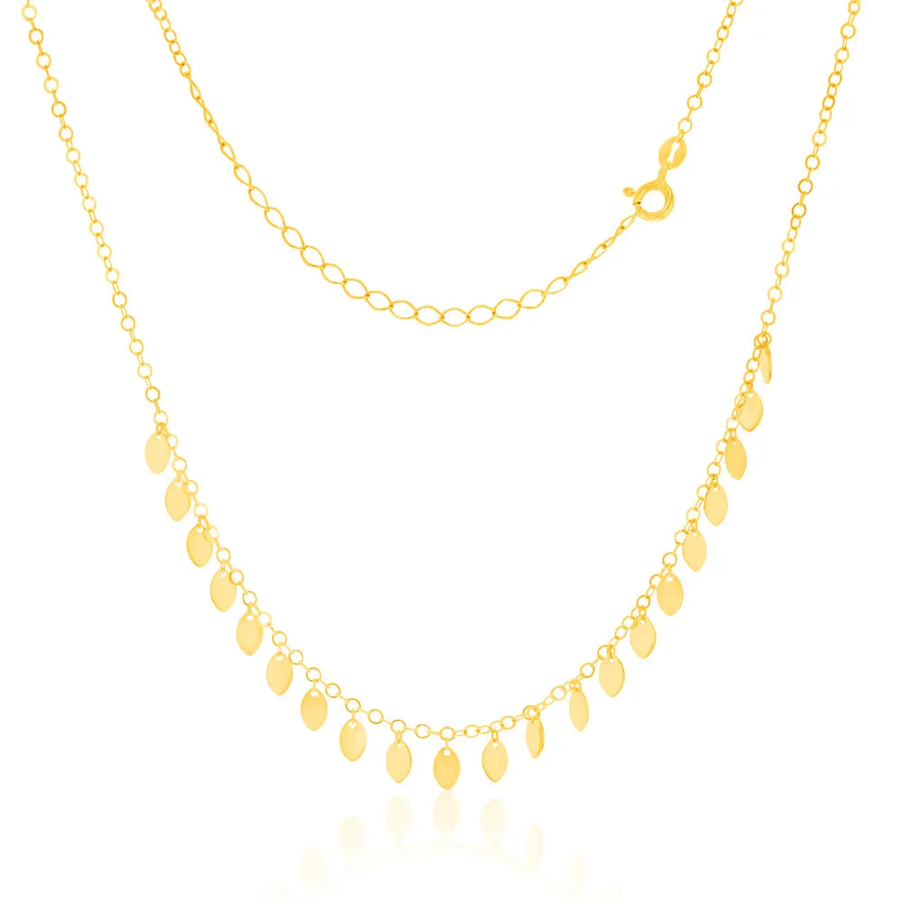 9ct Yellow Gold Silverfilled Small Gold Leaves On 30 7cm Choker Chain Shiels