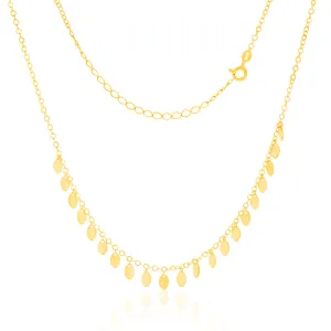 9ct Yellow Gold Silverfilled Small Gold Leaves On 30 7cm Choker Chain Shiels