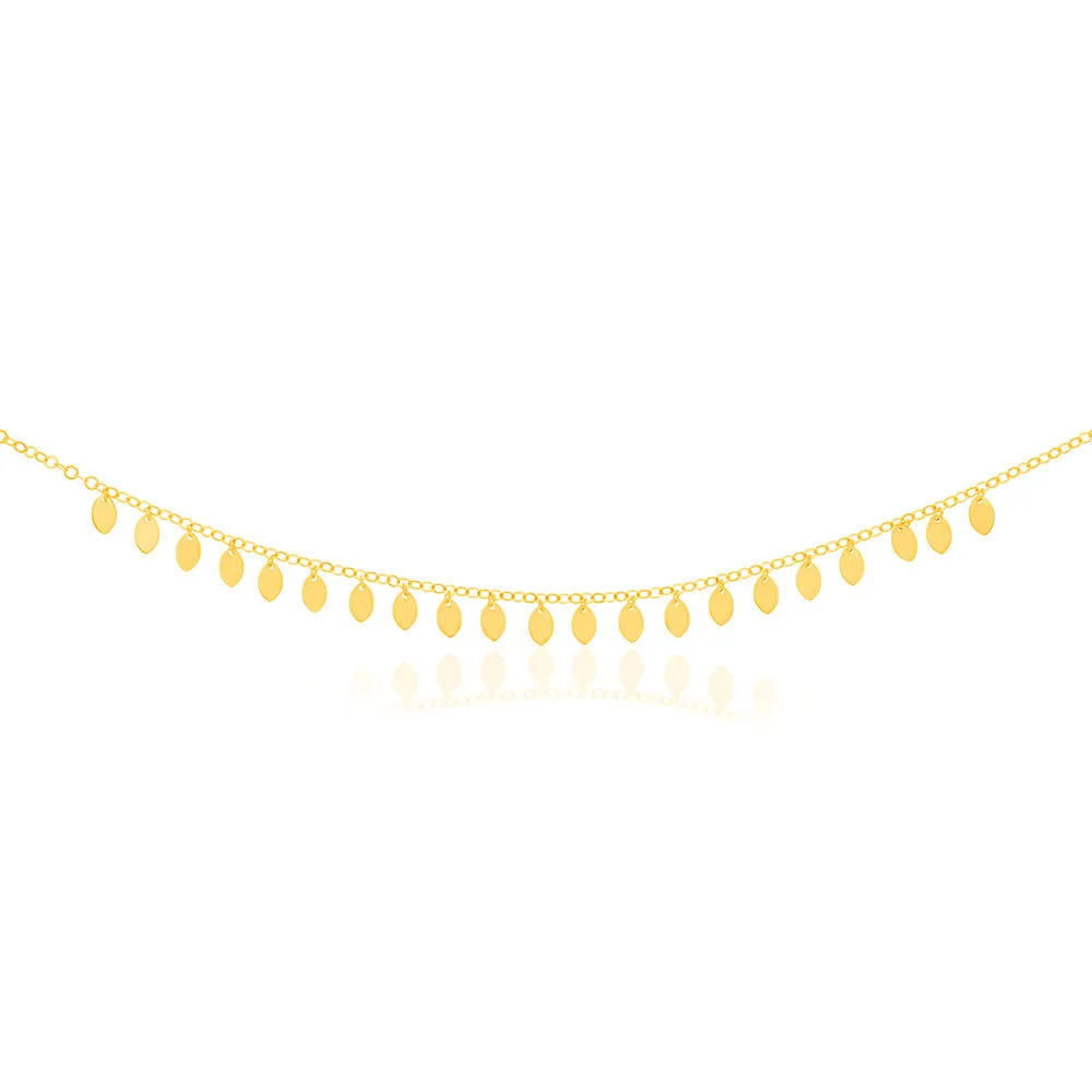 9ct Yellow Gold Silverfilled Small Gold Leaves On 30 7cm Choker Chain Shiels