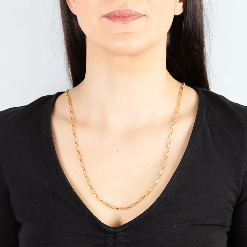 9ct Yellow Gold Silverfilled Small Paperclip 70cm Chain Shiels