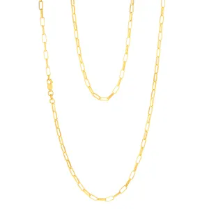 9ct Yellow Gold Silverfilled Small Paperclip 70cm Chain Shiels