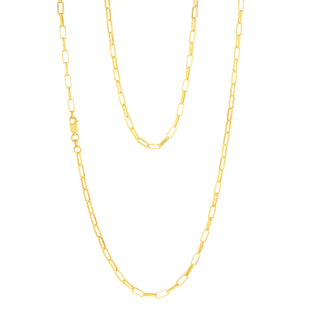9ct Yellow Gold Silverfilled Small Paperclip 70cm Chain Shiels