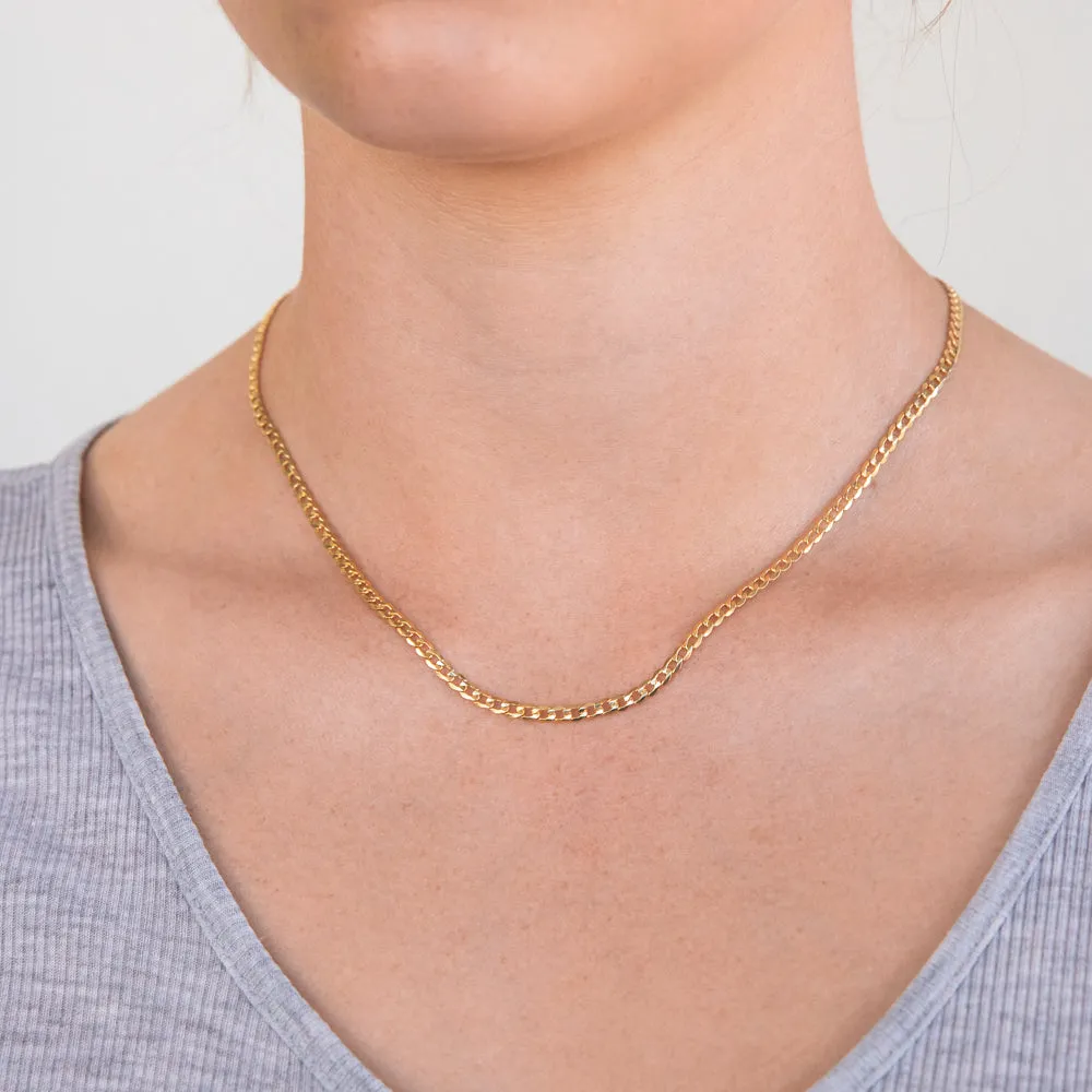 9ct Yellow Gold Silverfilled Super Flat Curb 80 Gauge 45cm Chain Shiels