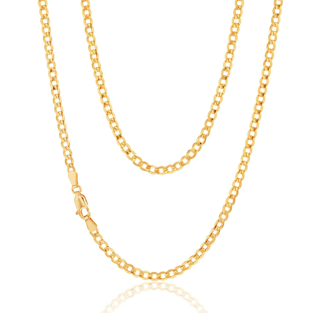 9ct Yellow Gold Silverfilled Super Flat Curb 80 Gauge 45cm Chain Shiels