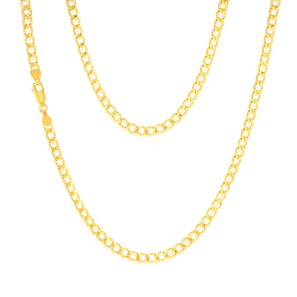 9ct Yellow Gold Silverfilled Textured Curb 95 Gauge 45cm Chain Shiels