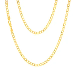 9ct Yellow Gold Silverfilled Textured Curb 95 Gauge 45cm Chain Shiels