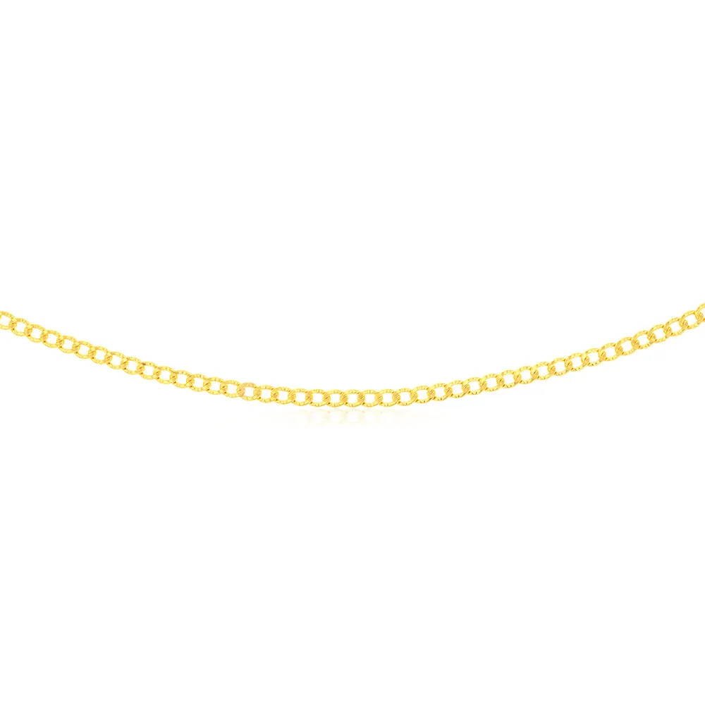 9ct Yellow Gold Silverfilled Textured Curb 95 Gauge 45cm Chain Shiels