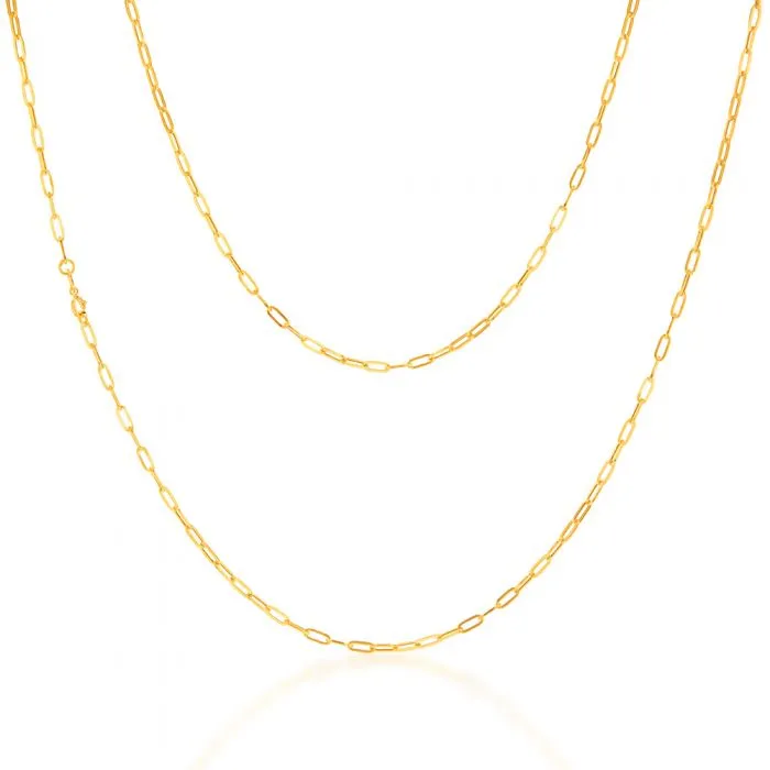 9ct Yellow Gold Small Paperclip 60cm Chain Shiels
