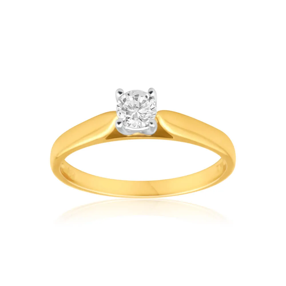 9ct Yellow Gold Solitaire Ring With 0.3 Carat 4 Claw Set Diamond Shiels