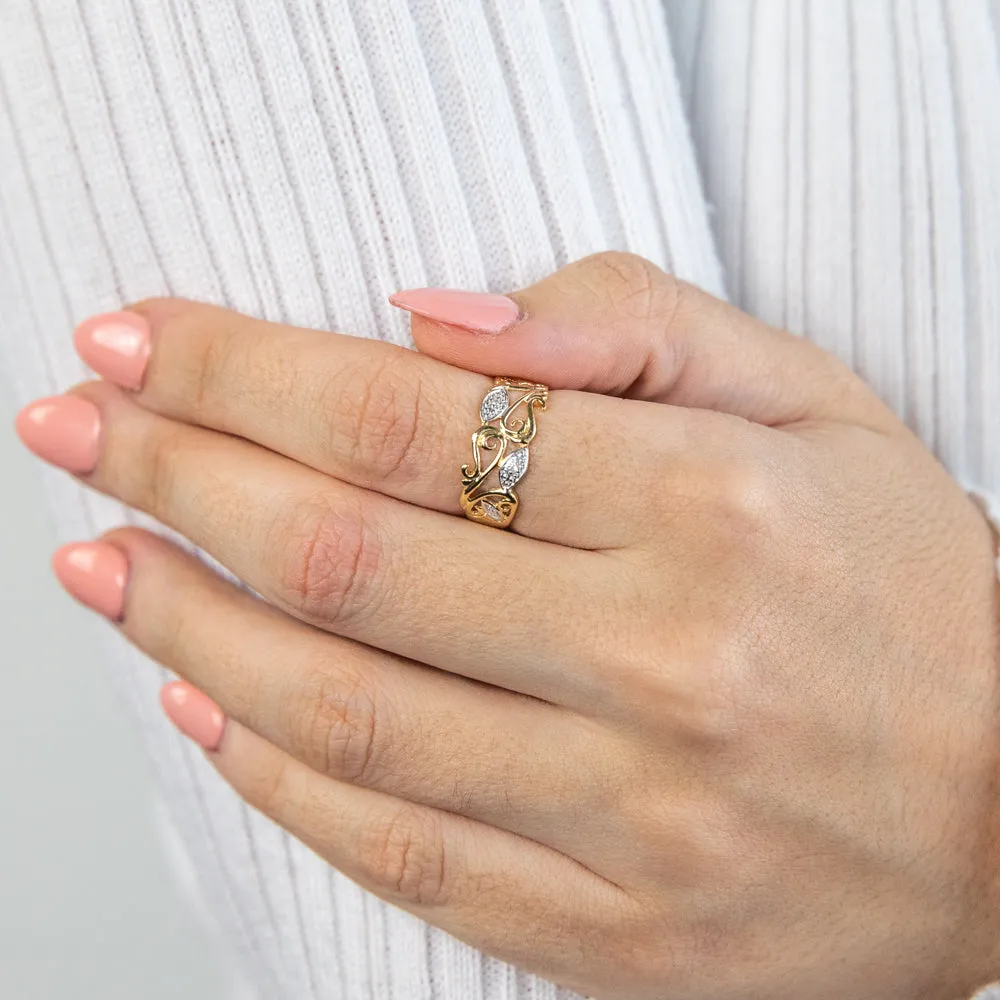 9ct Yellow Gold Stunning Bead Diamond Ring Shiels