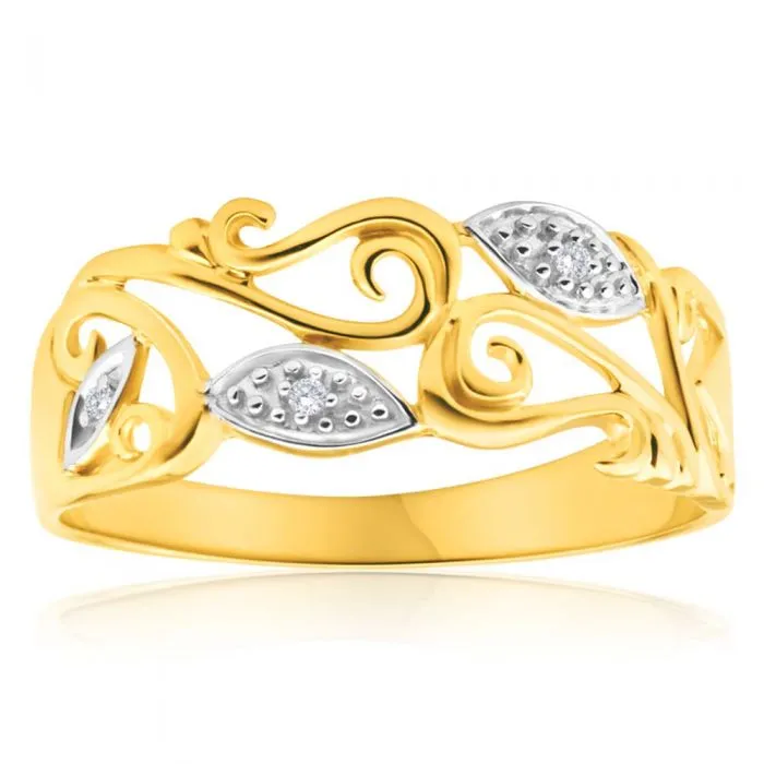 9ct Yellow Gold Stunning Bead Diamond Ring Shiels