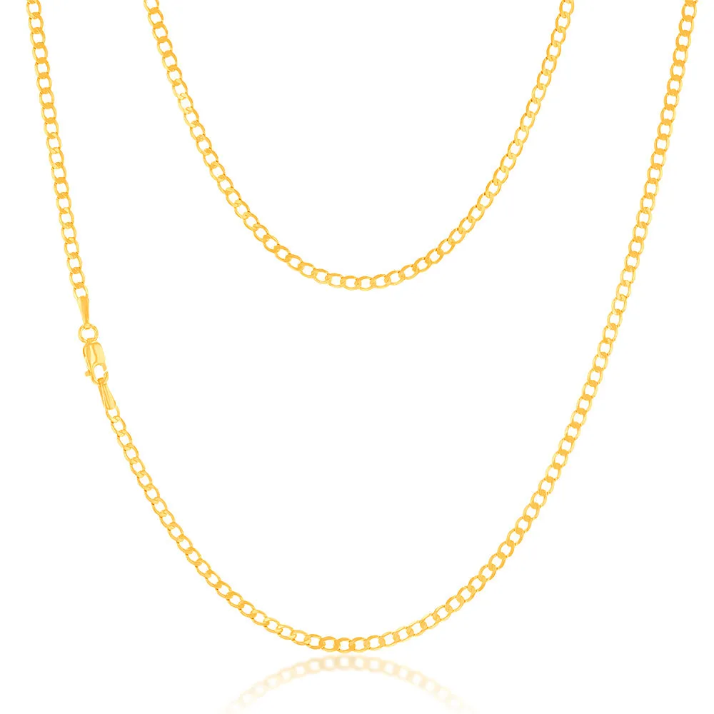 9ct Yellow Gold Superflat Light Curb 65 Gauge 50cm Chain Shiels