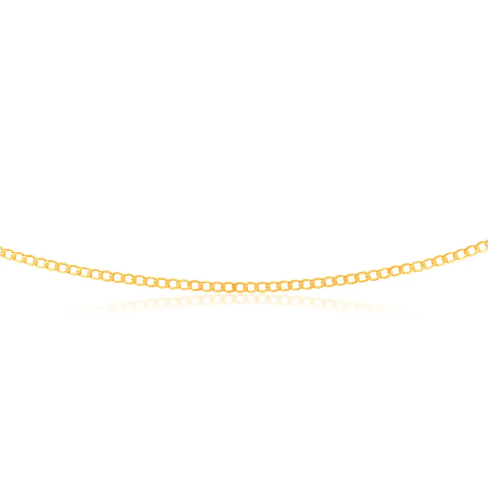 9ct Yellow Gold Superflat Light Curb 65 Gauge 50cm Chain Shiels
