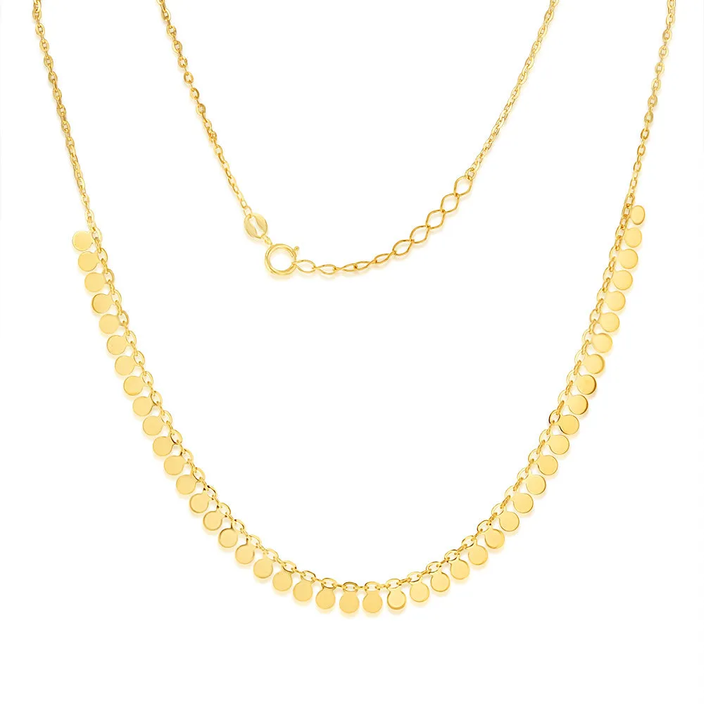 9ct Yellow Gold Tiny Disc charm 40cm Choker Chain Shiels