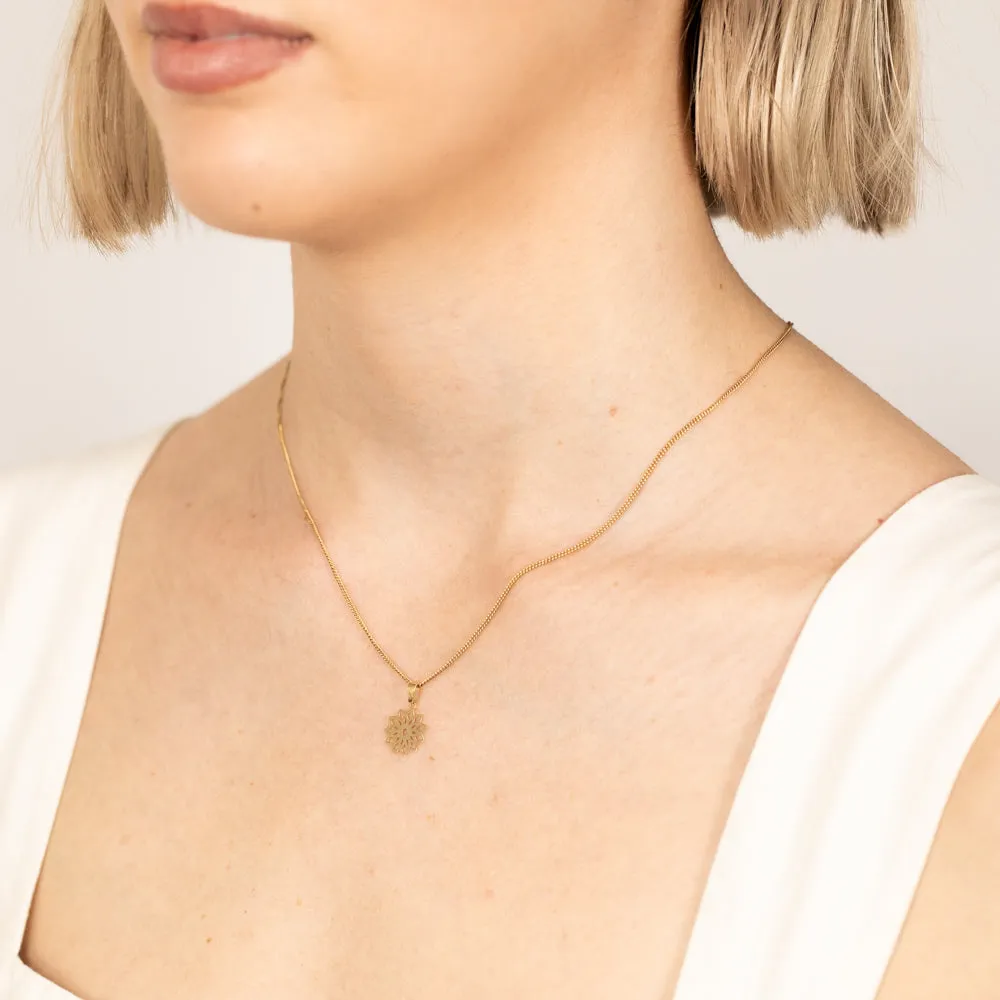 9ct Yellow Gold Tribal Flower Cut Out Pendant Shiels