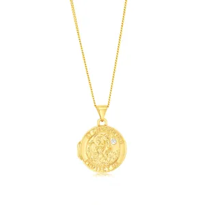 9ct Yellow Gold Two tone Round St Christopher 16mm Locket Pendant Shiels