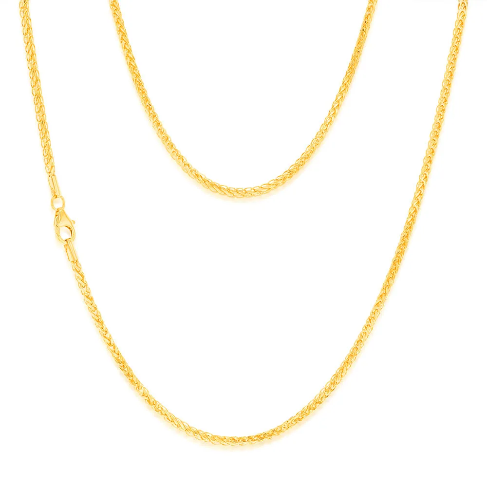 9ct Yellow Gold Wheat Diamond Cut 50 Gauge 50cm Chain Shiels