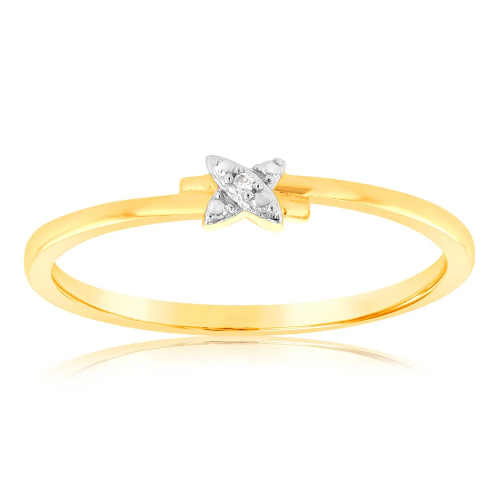 9ct Yellow Gold With 2 Brilliant Cut Diamond Ring Shiels