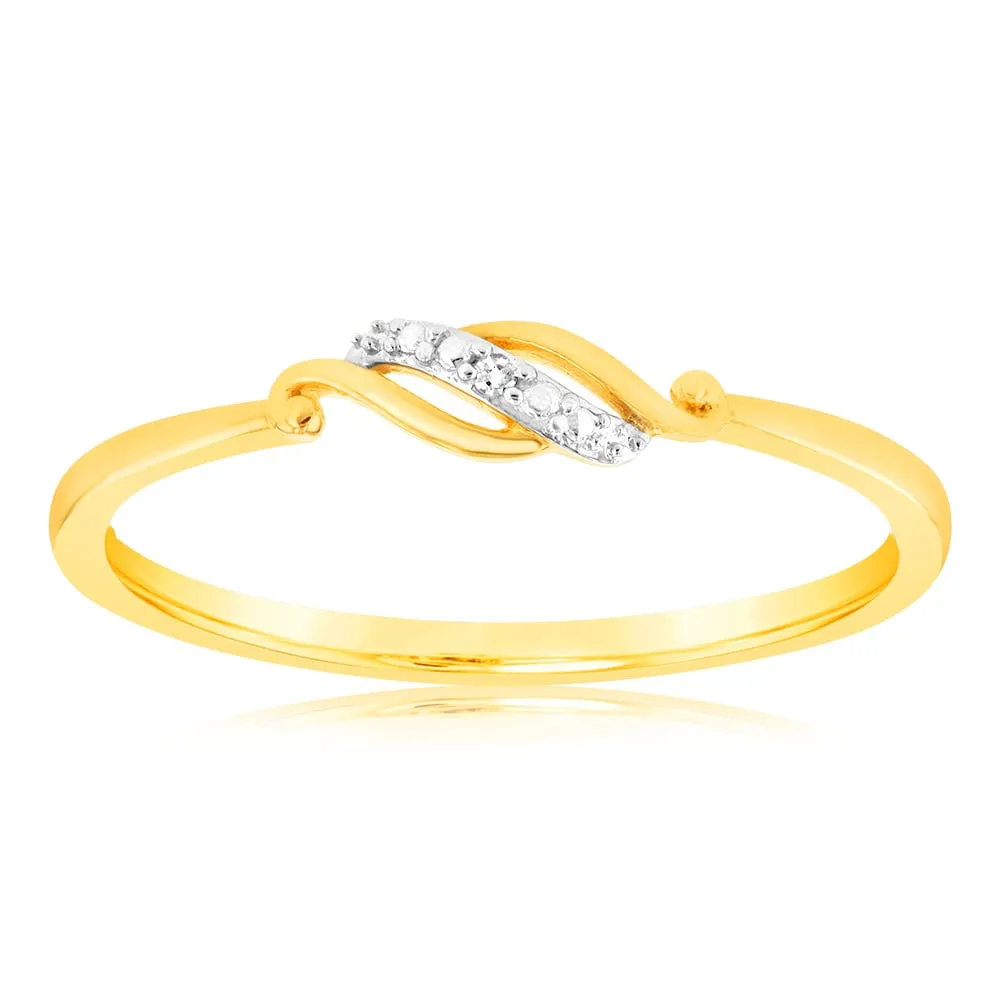 9ct Yellow Gold With 2 Brilliant Cut Diamond Ring Shiels