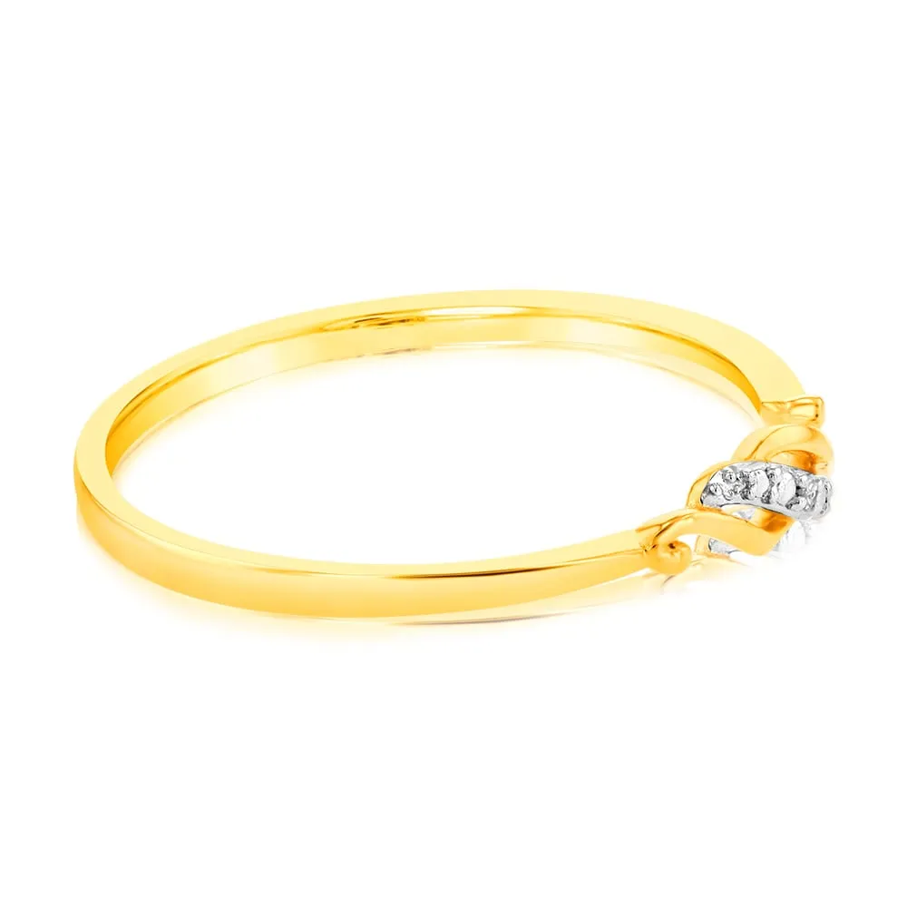 9ct Yellow Gold With 2 Brilliant Cut Diamond Ring Shiels