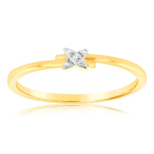 9ct Yellow Gold With 2 Brilliant Cut Diamond Ring Shiels