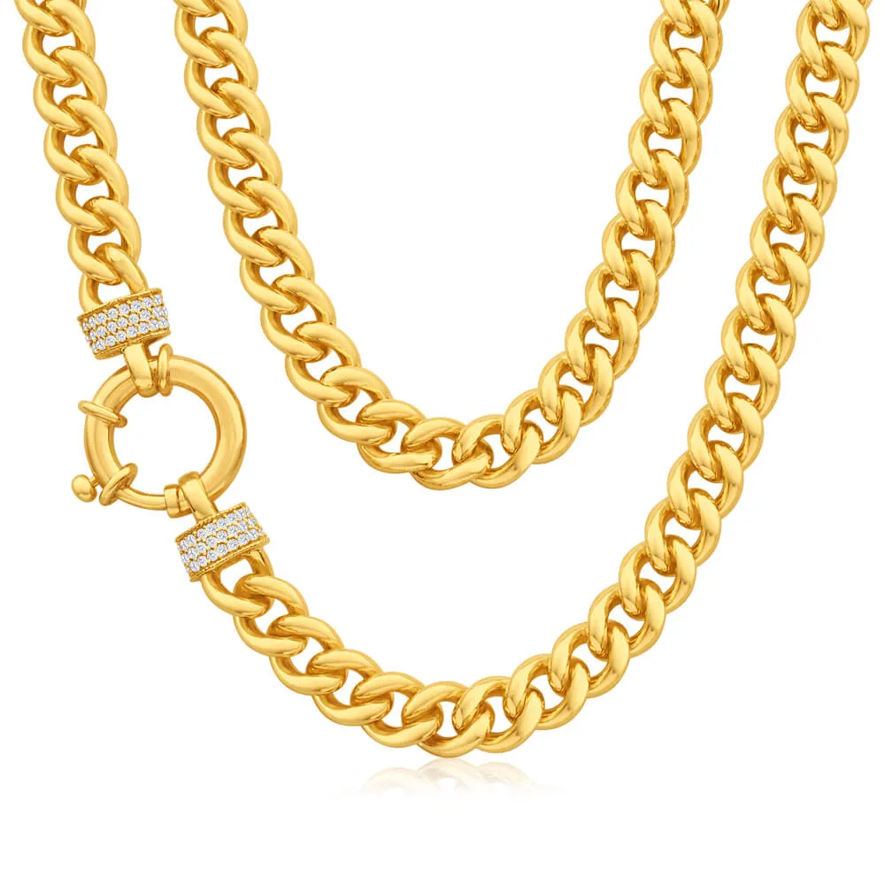 9ct Yellow Gold Zirconia Curb 45cm Chain Shiels