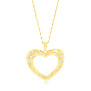 9ct Yellow Gold Zirconia Open Heart Pendant Shiels