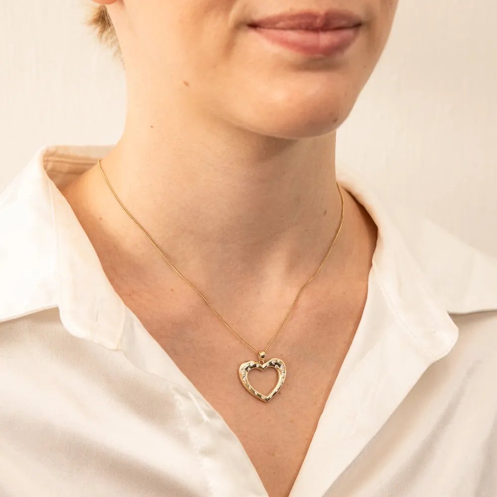 9ct Yellow Gold Zirconia Open Heart Pendant Shiels