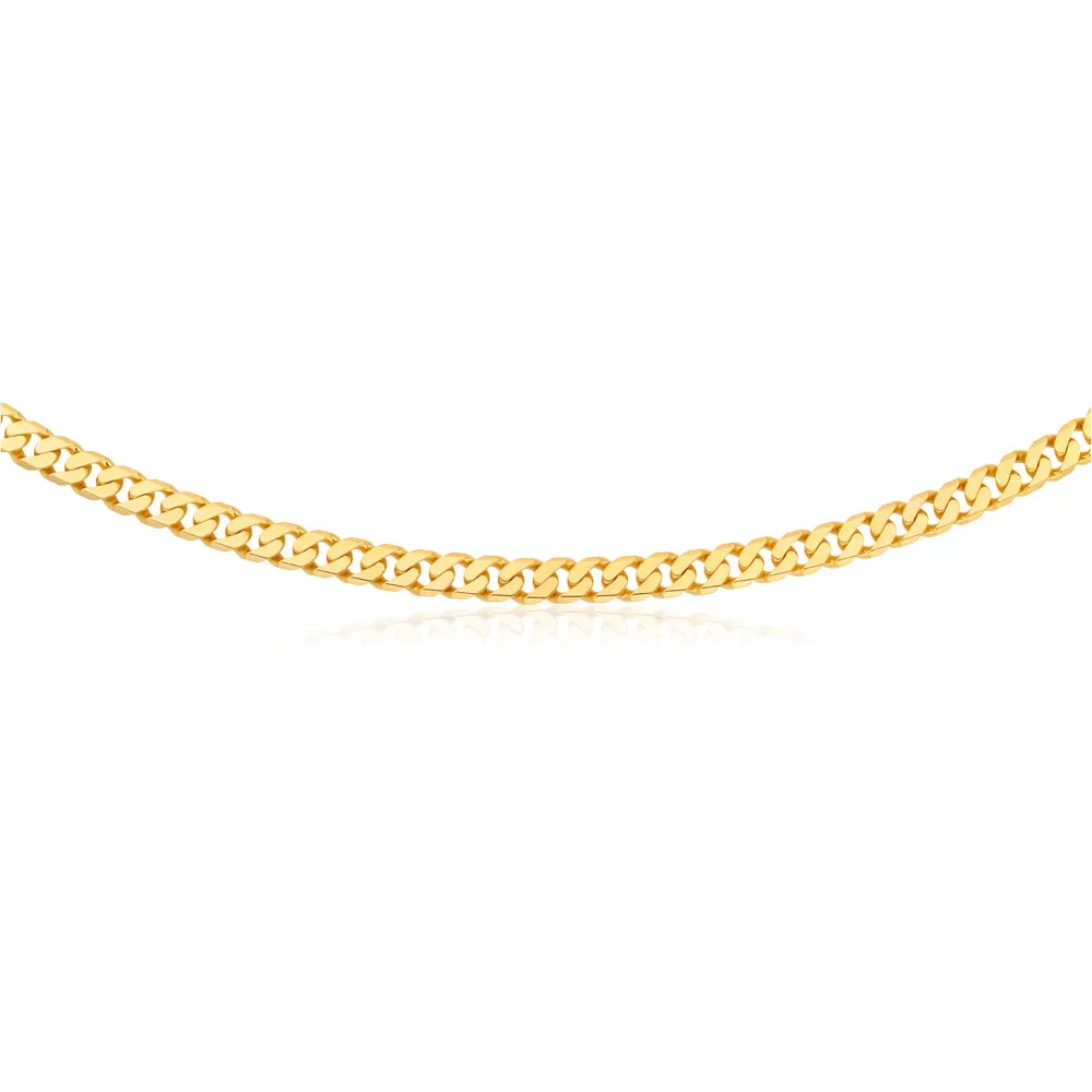 9ct Yellow Heavy Solid Gold Curb Flat Bevelled 55cm Chain 250Gauge Shiels