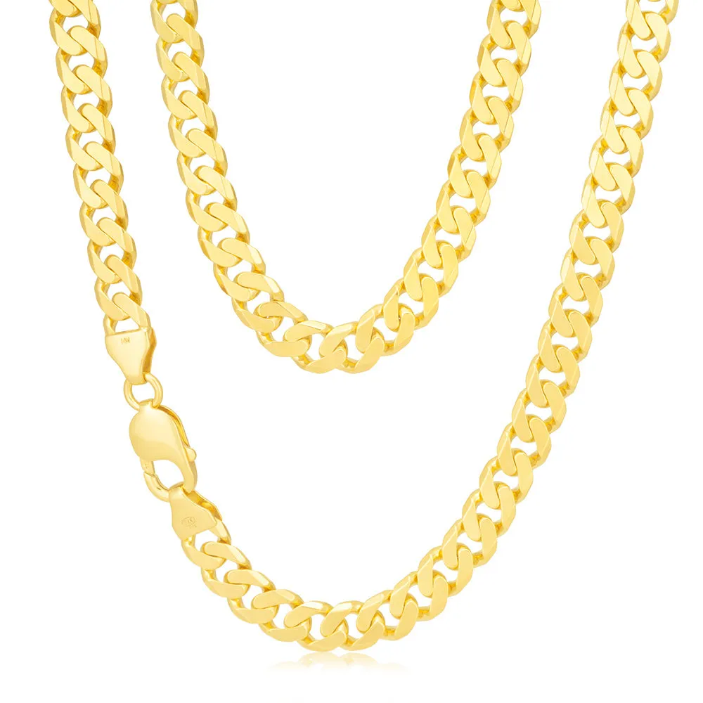 9ct Yellow Heavy Solid Gold Curb Flat Bevelled 55cm Chain 250Gauge Shiels