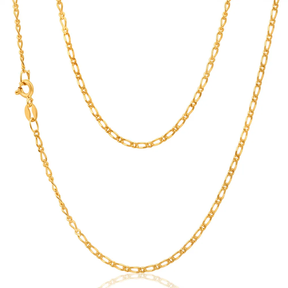 9ct Yellow Solid Gold 1:1 Figaro 50cm Chain 50Gauge Shiels