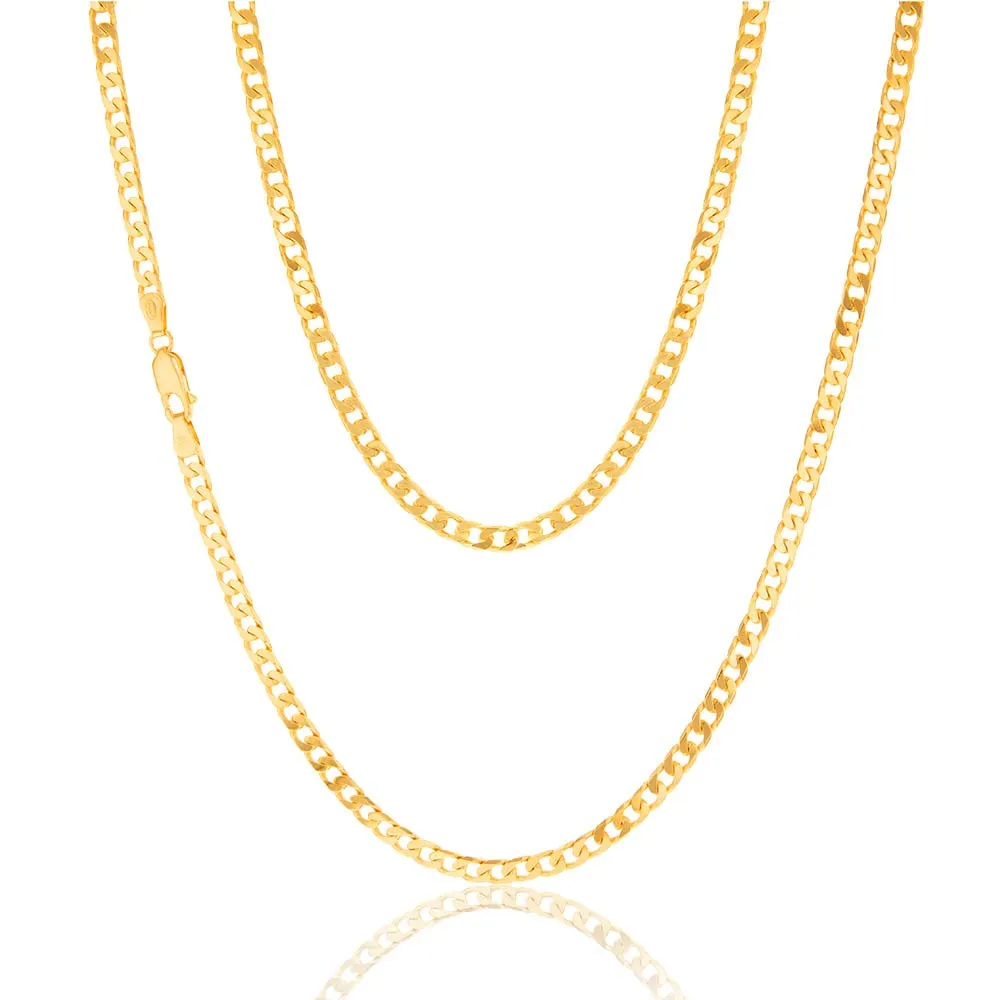 9ct Yellow Solid Gold 120 Gauge Curb 55cm Chain Shiels