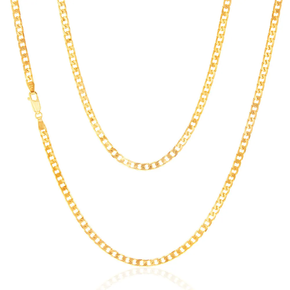 9ct Yellow Solid Gold 120 Gauge Curb 60cm Chain Shiels