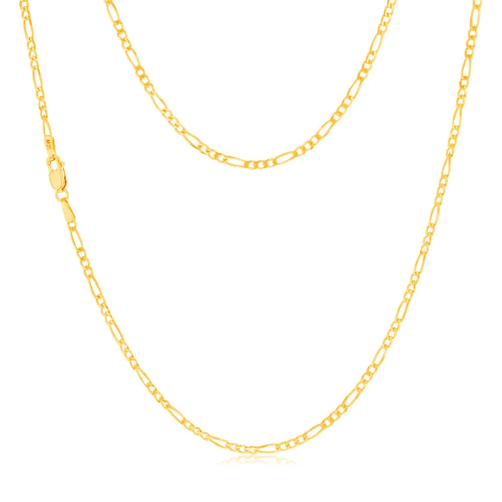 9ct Yellow Solid Gold 1:3 Figaro 40cm Chain 60Gauge Shiels