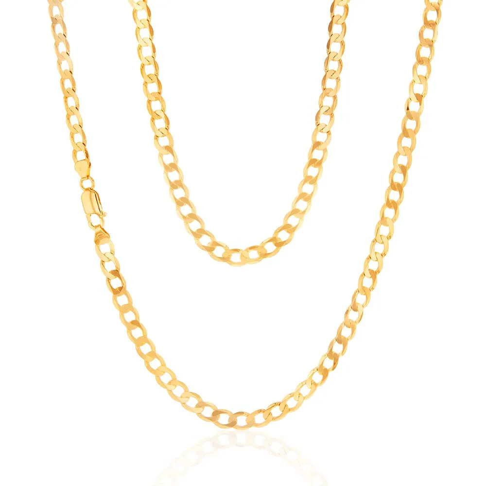9ct Yellow Solid Gold 150 Gauge Curb 55cm Chain Shiels