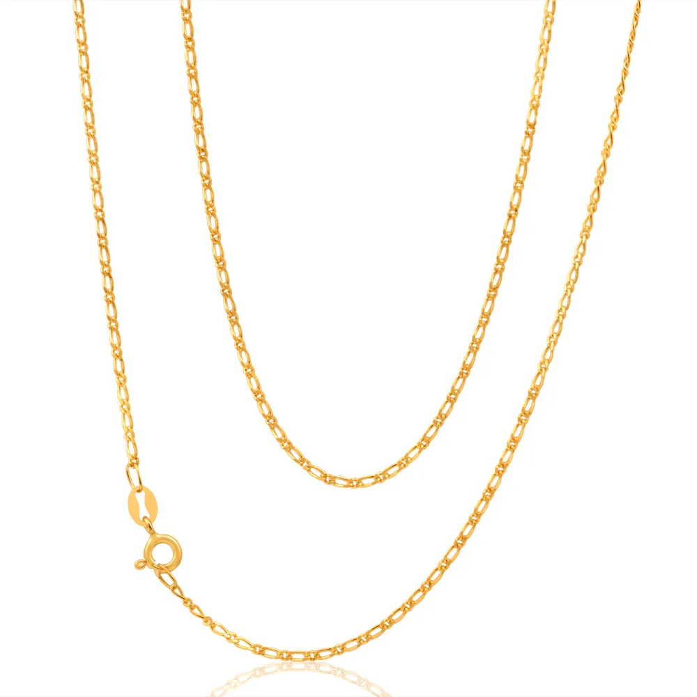 9ct Yellow Solid Gold 40Gauge Figaro 55cm 1:1 Chain Shiels