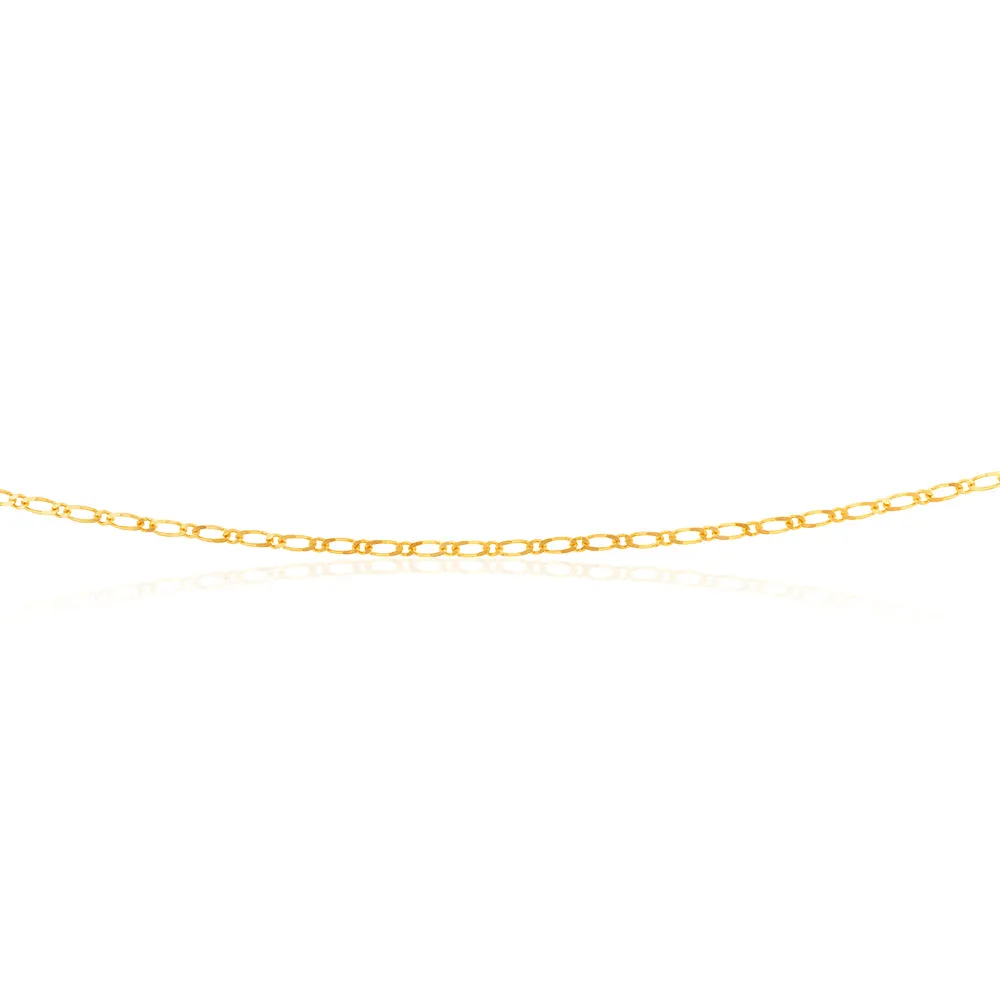 9ct Yellow Solid Gold 40Gauge Figaro 55cm 1:1 Chain Shiels