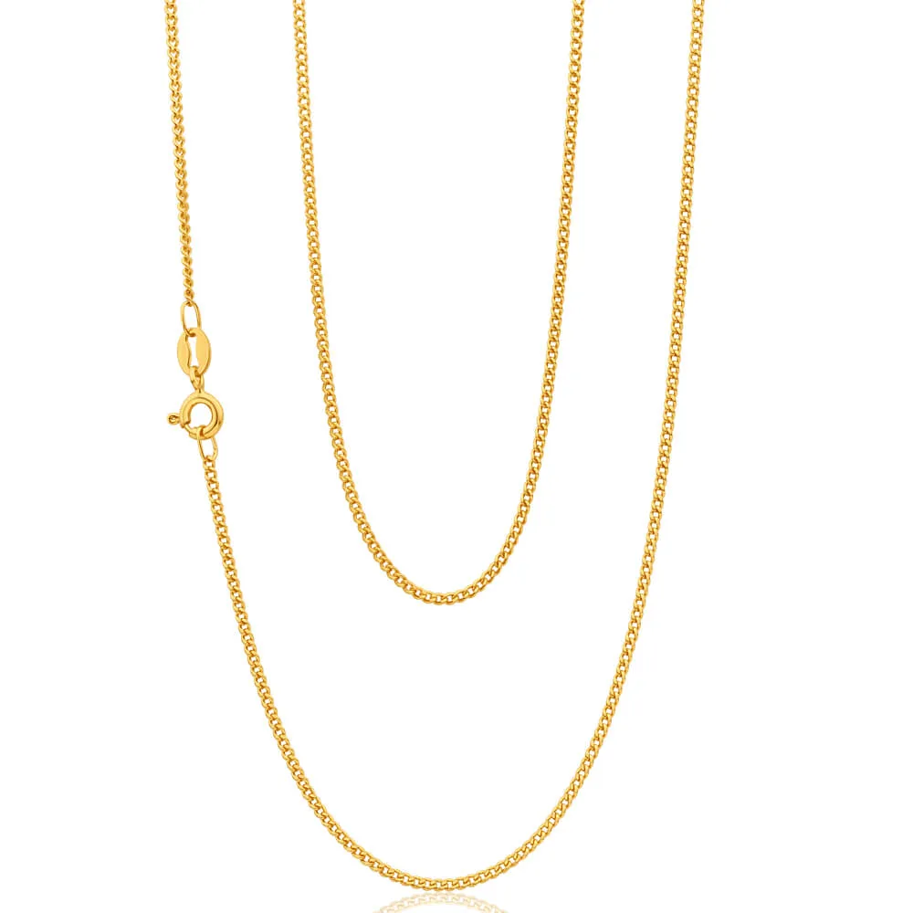 9ct Yellow Solid Gold 50cm 40 Gauge Curb Chain Shiels
