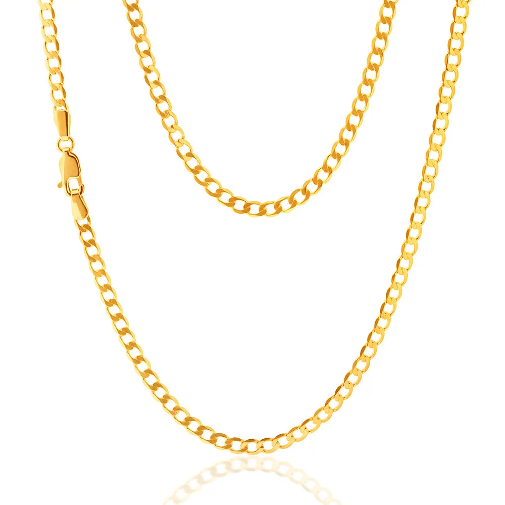 9ct Yellow Solid Gold 50cm Curb Chain Shiels