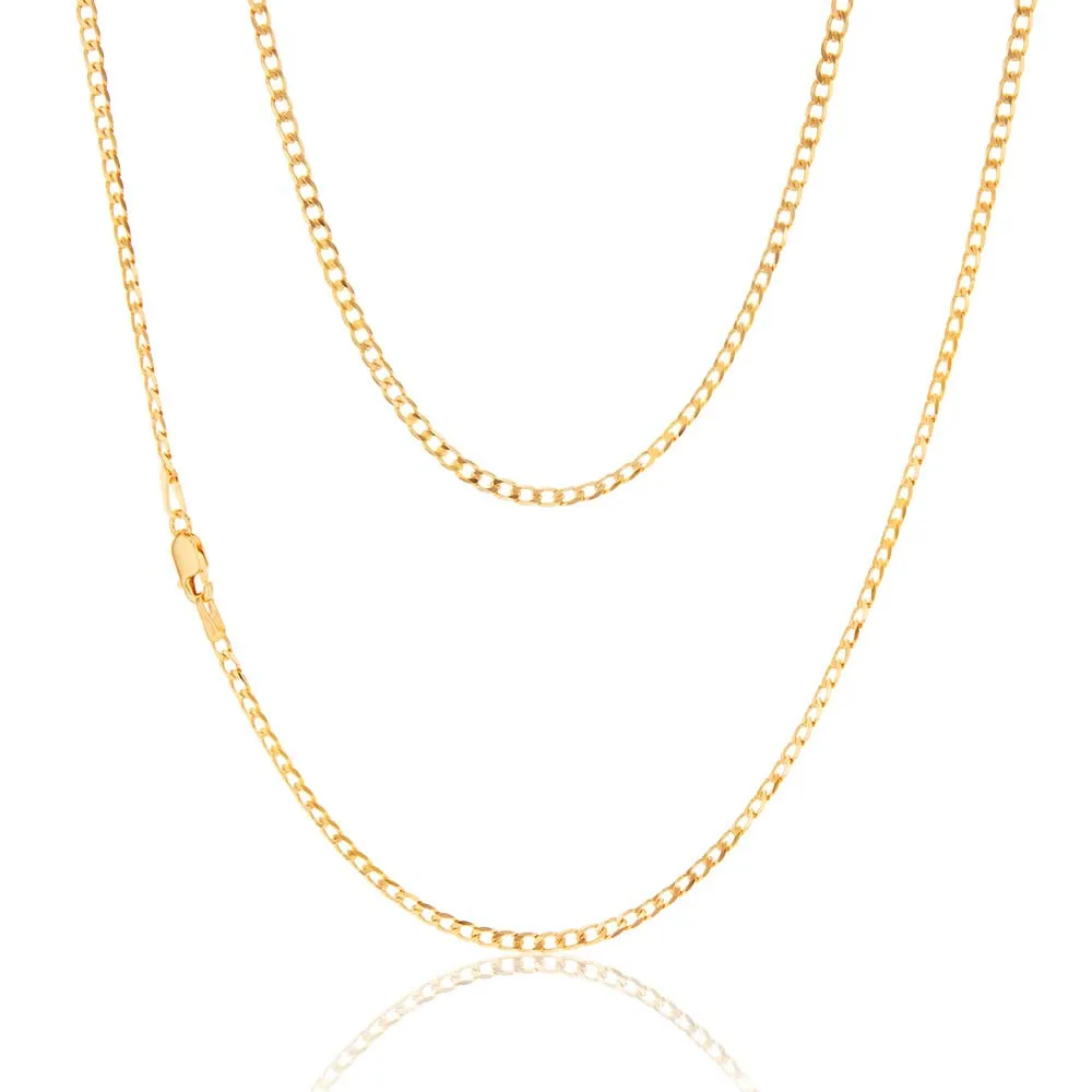 9ct Yellow Solid Gold 60 Gauge Curb 45cm Chain Shiels