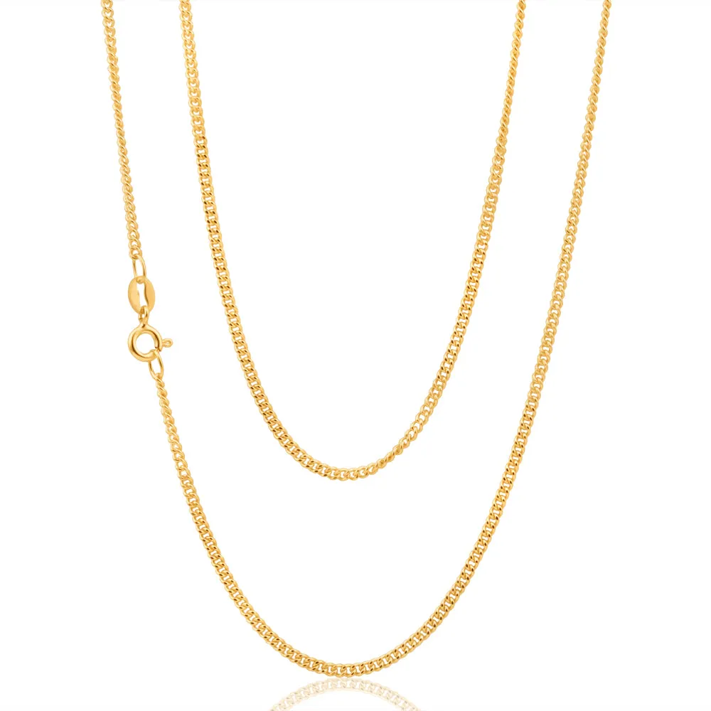 9ct Yellow Solid Gold 60cm Curb Dicut Chain 50Gauge Shiels