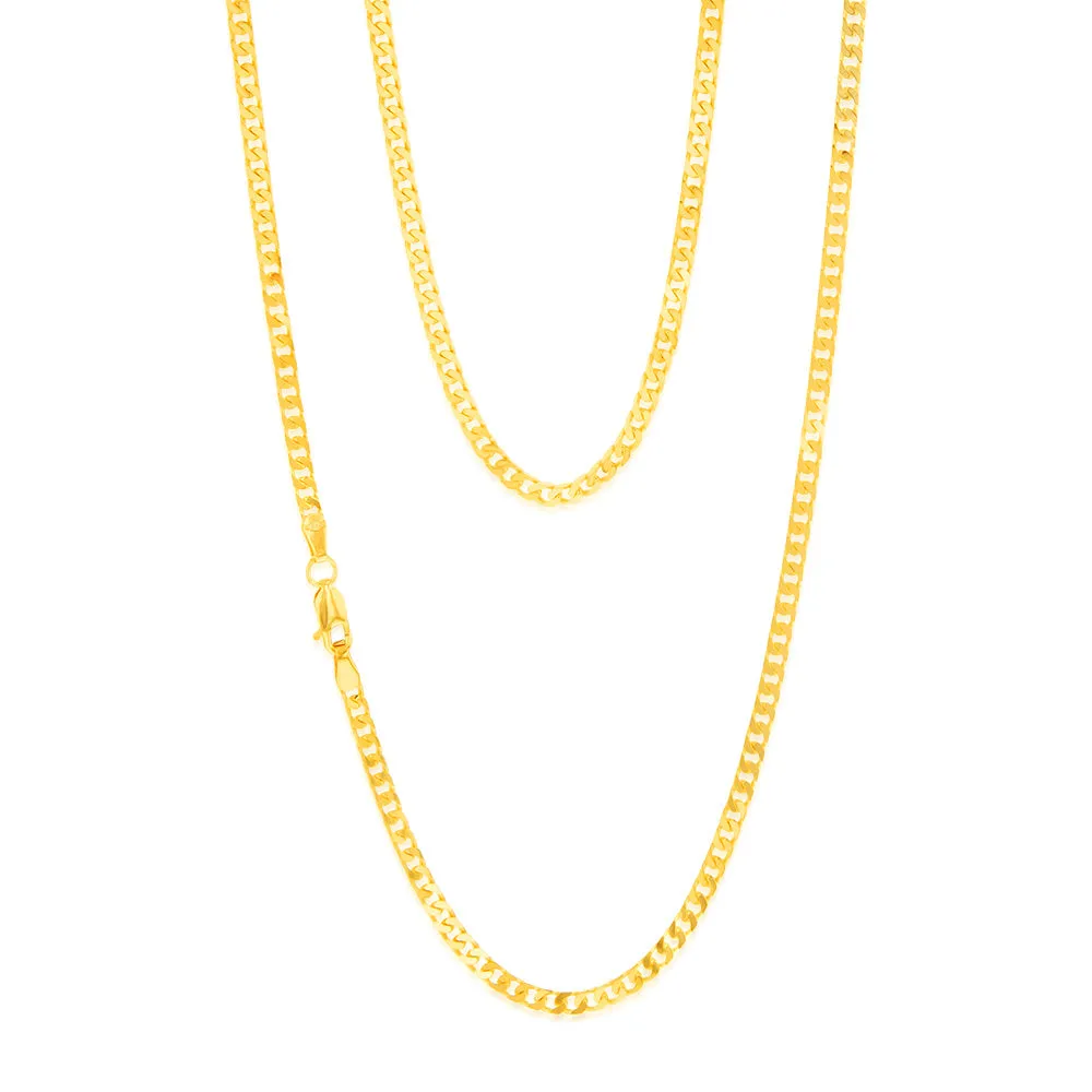 9ct Yellow Solid Gold Compact Square Curb 55cm Chain Shiels