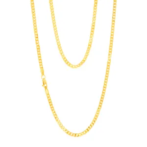 9ct Yellow Solid Gold Compact Square Curb 55cm Chain Shiels