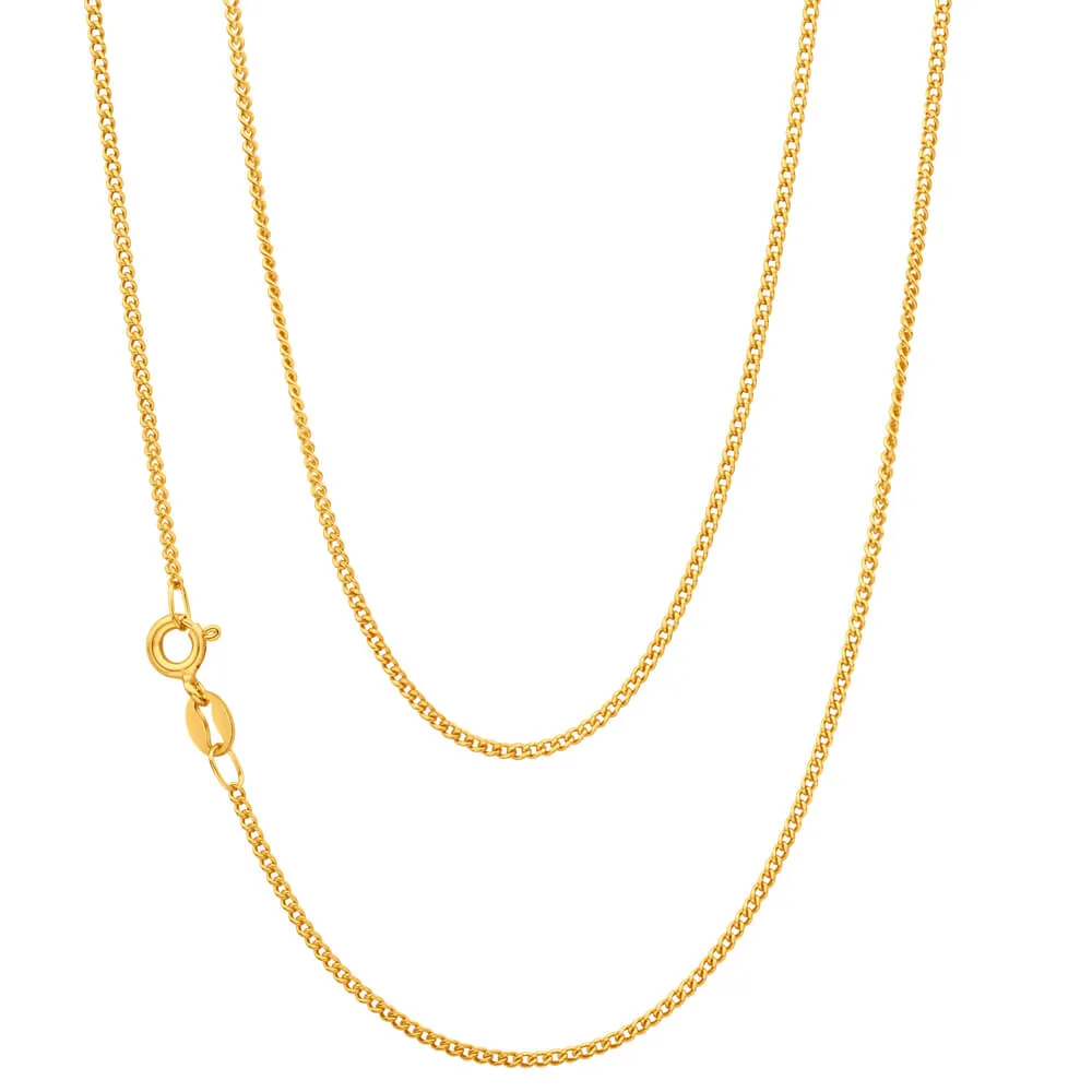 9ct Yellow Solid Gold Curb 45cm Chain Shiels