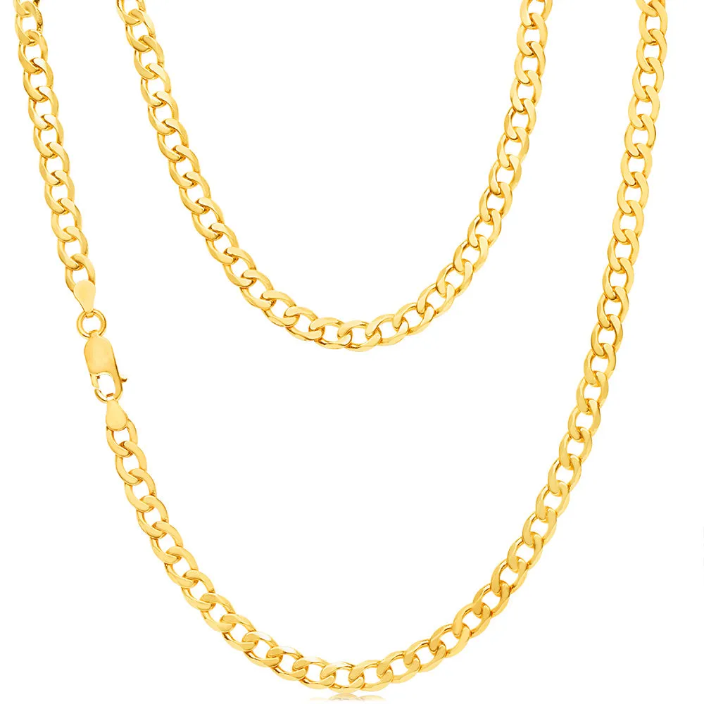 9ct Yellow Solid Gold Curb Chain 50cm in 150 Gauge Shiels