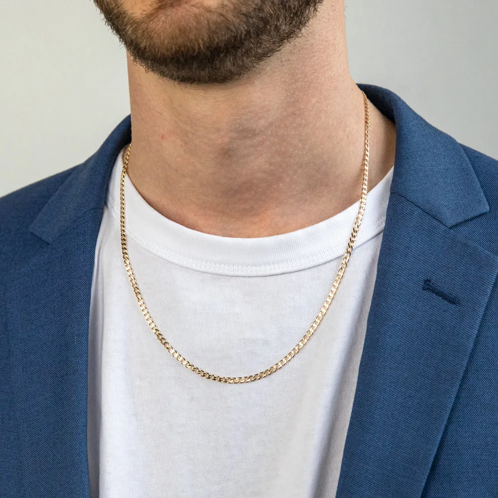 9ct Yellow Solid Gold Curb Chain 80 gauge in 55cm Shiels