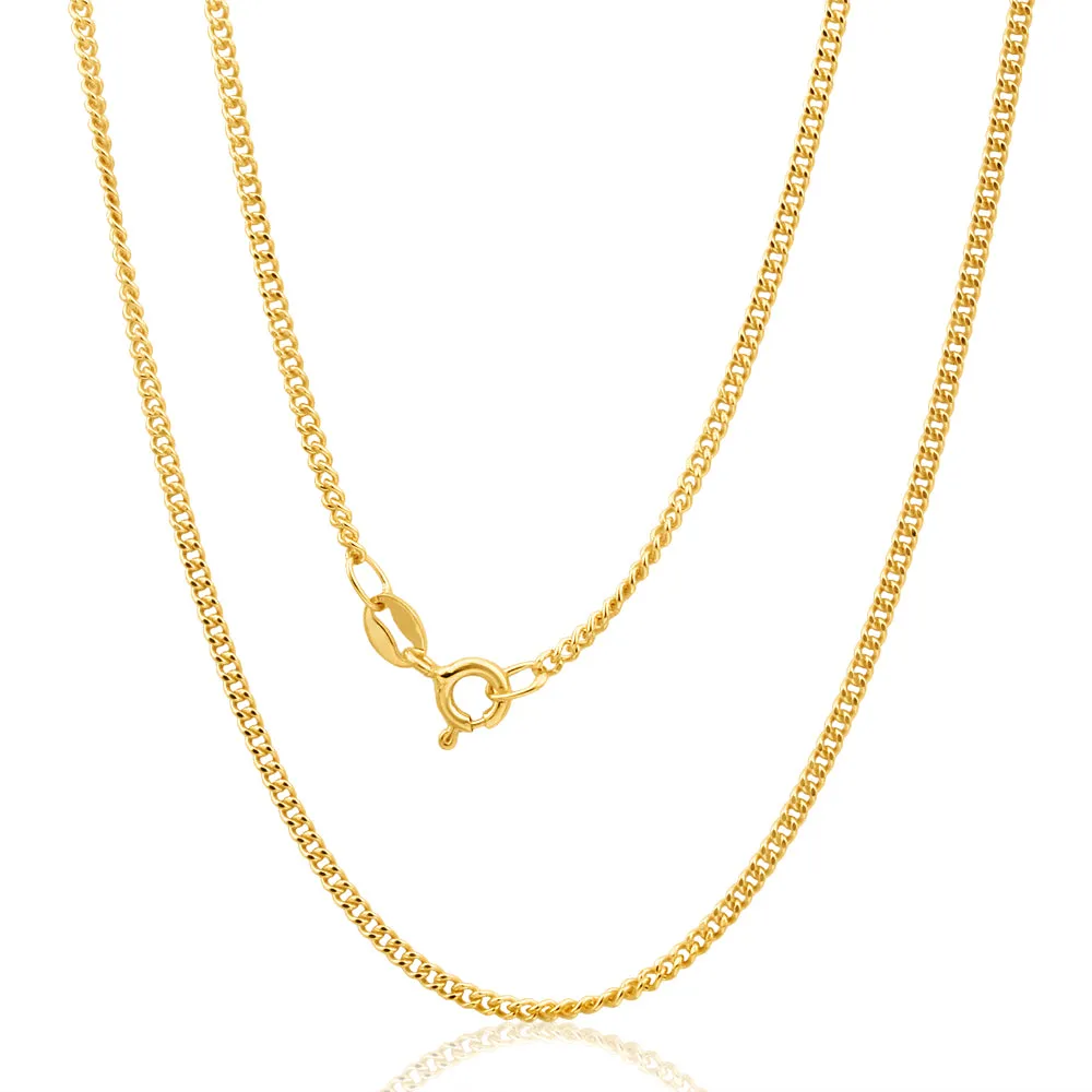 9ct Yellow Solid Gold Curb Dicut 45cm Chain 50Gauge Shiels